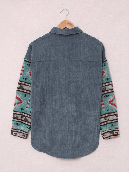 Women's Term Corduroy Pattern Printed Sleeve Plus Size