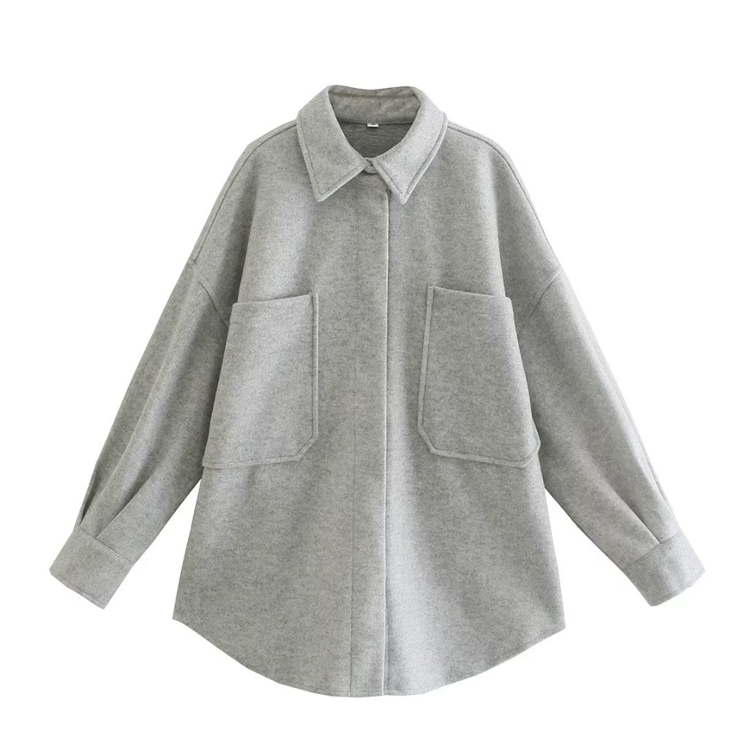 Gothic Autumn Woolen Shirt Dark Green Coats