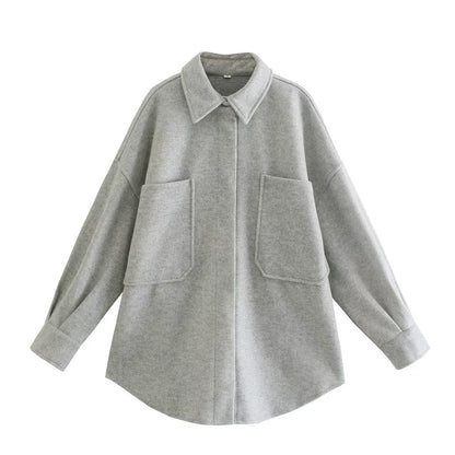 Gothic Autumn Woolen Shirt Dark Green Coats