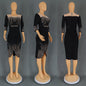 Women's African Fashion Wear Half Sleeve Beaded Hot Drilling Party Dresses