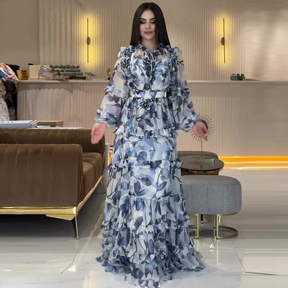 Women's Autumn Fashionable Printed Elegant Long Dress Dresses
