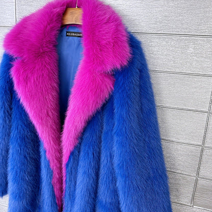 Women's Faux Plush Furry Imitation Fur Extended Coats