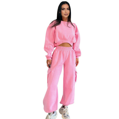 Women's Autumn High Waist Pocket Loose Suits
