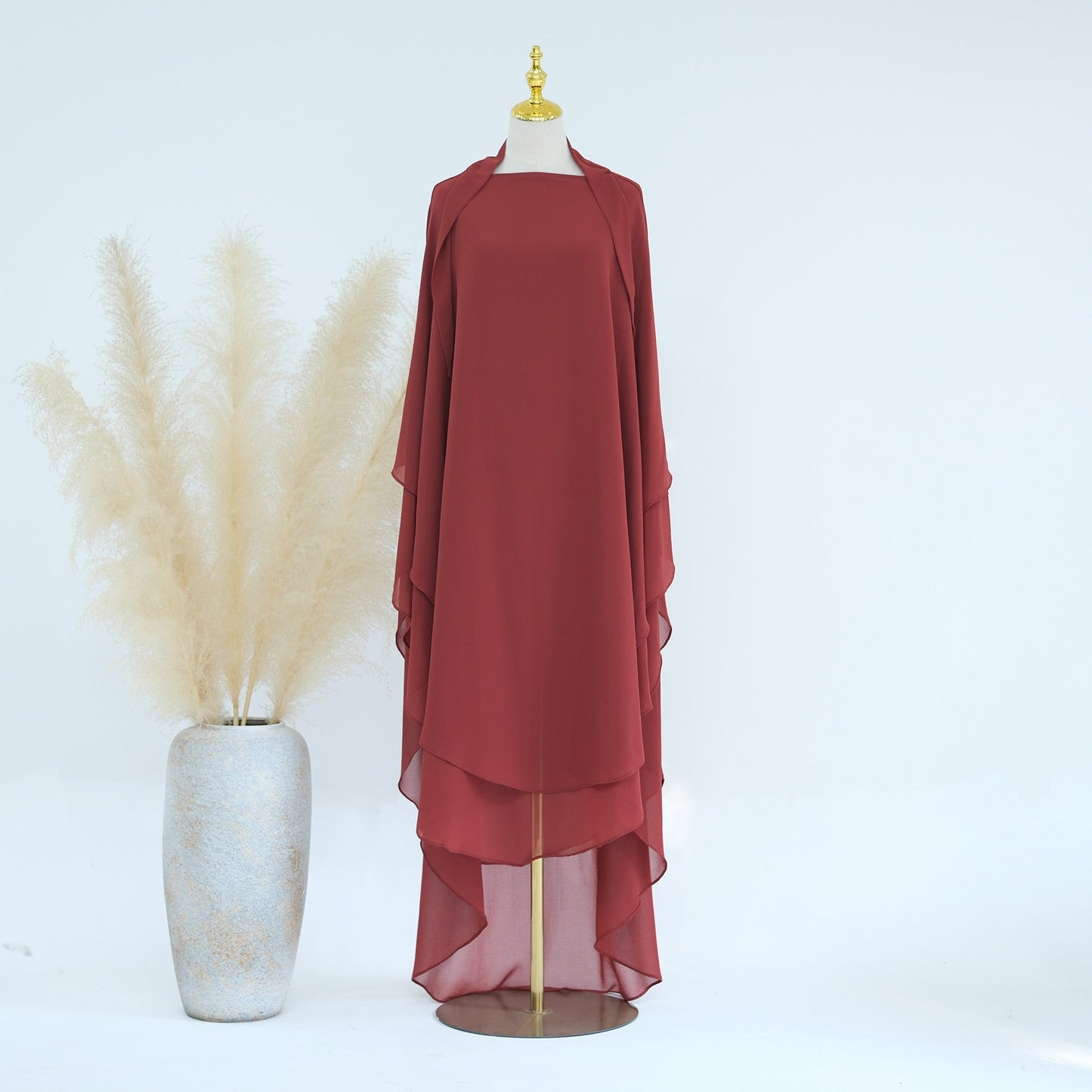 Solid Color Front Rear Chiffon Big Dresses