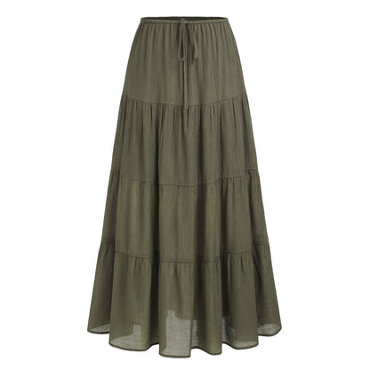 Women's Waist Elastic Large Swing Loose Patchwork Skirts