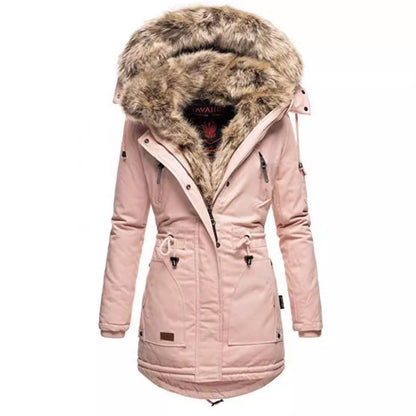 Women's Winter Warm Fur Collar Zipper Hooded Coats
