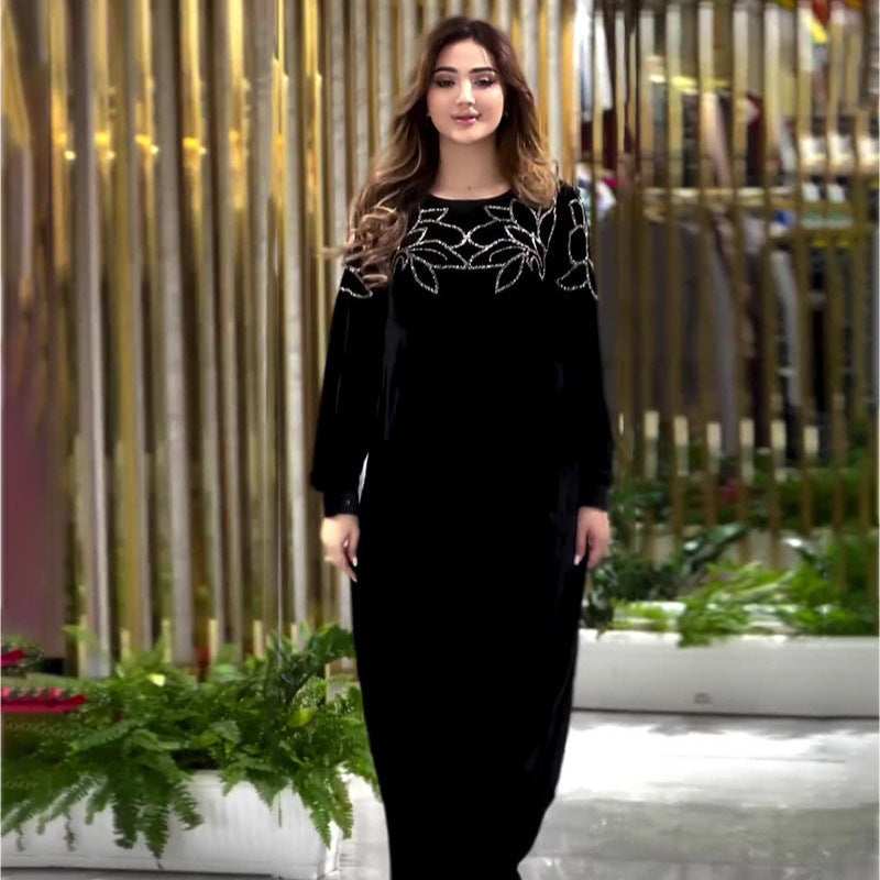 Neck Solid Color Long Sleeve Loose Dresses