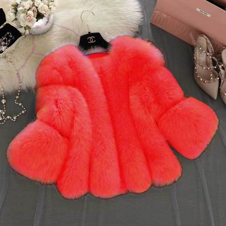 Women's Fur Stitching Integrated Warm Fox Coats