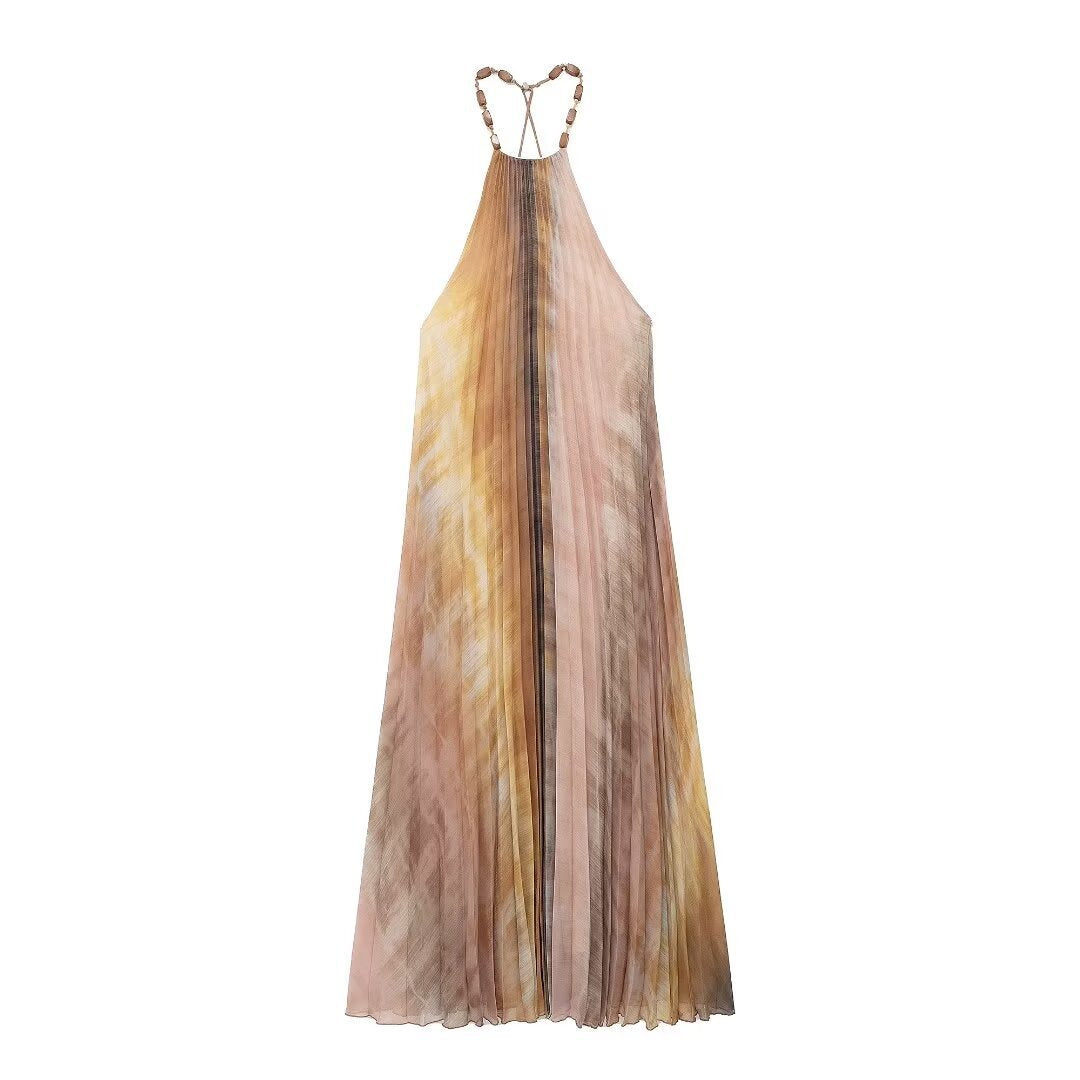 Women's Summer Hanging Collar Pleated Dress Dresses