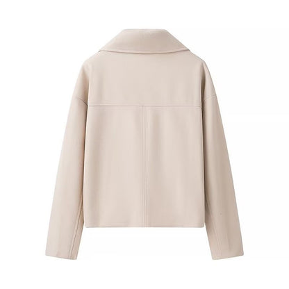 French Style Lapel Double Breasted Woolen Coats