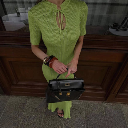 Women's Summer Candy Color Slim Dress Round Dresses
