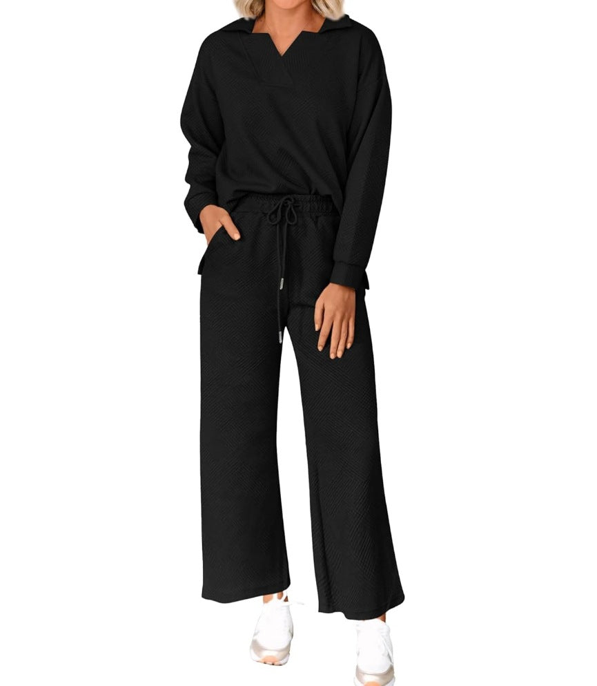Color Texture Fashion Casual Set Autumn Suits