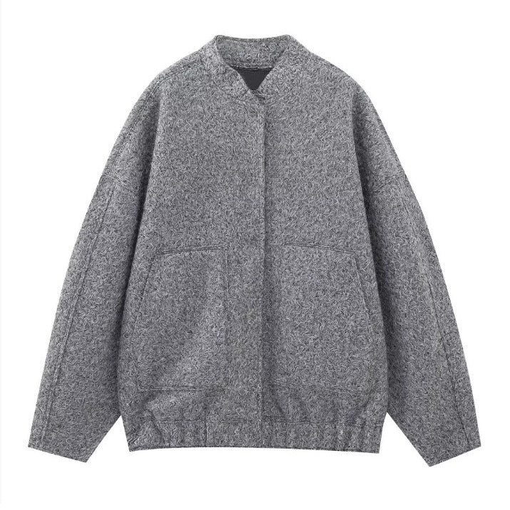 Women's Stand Collar Pocket Loose Pilot Coats