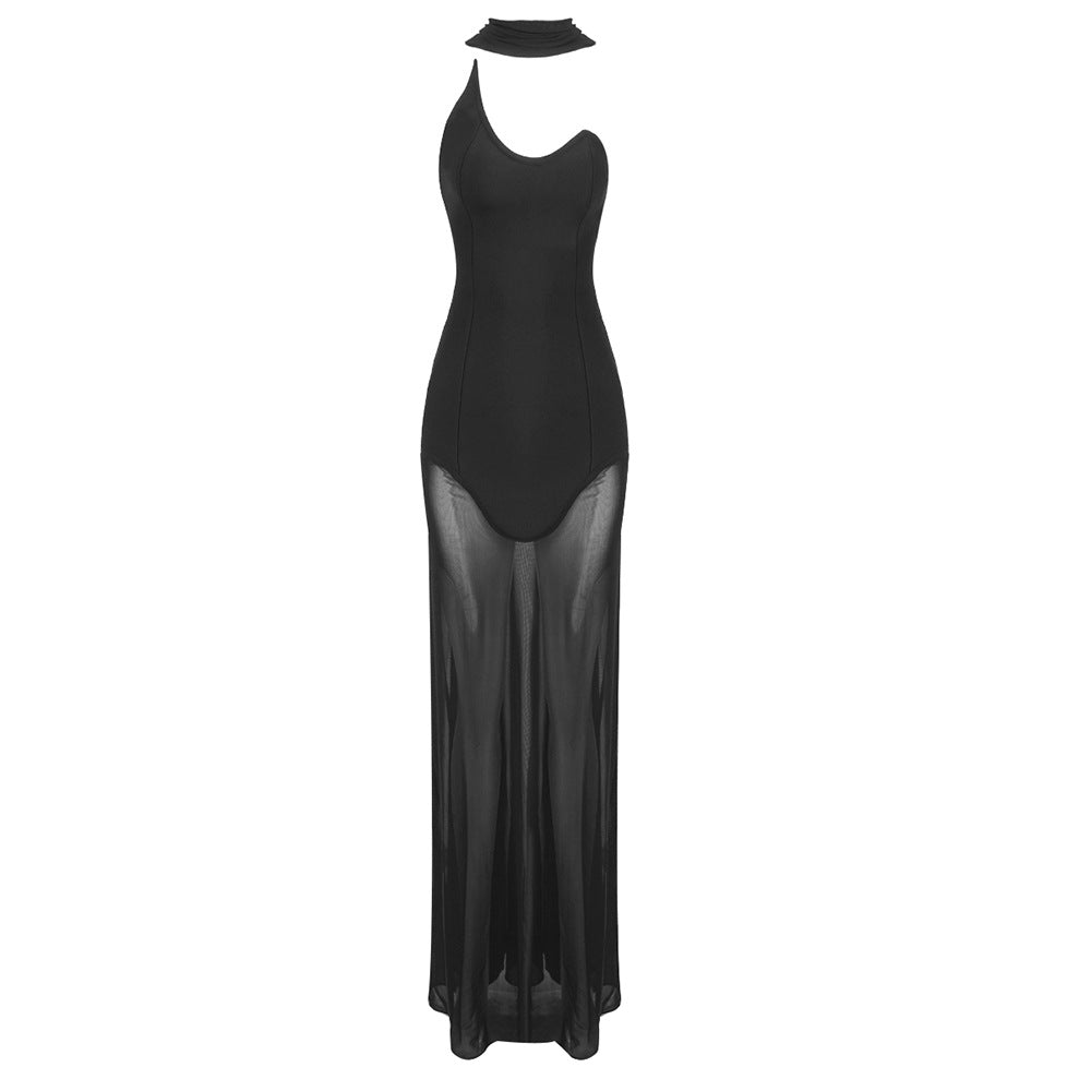 Women's Black White Bandage High Elastic Mesh Dresses