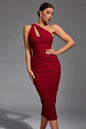 Solid Color Pleated Shoulder Fishbone Hollow Dresses