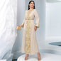 Beige A- Line Fashionable Golden Lace Dresses