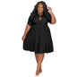 Women's Summer Solid Color Polo Collar Single-breasted Dresses