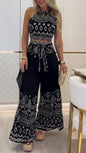 Women's Summer Retro Ethnic Style Halter Wide Suits