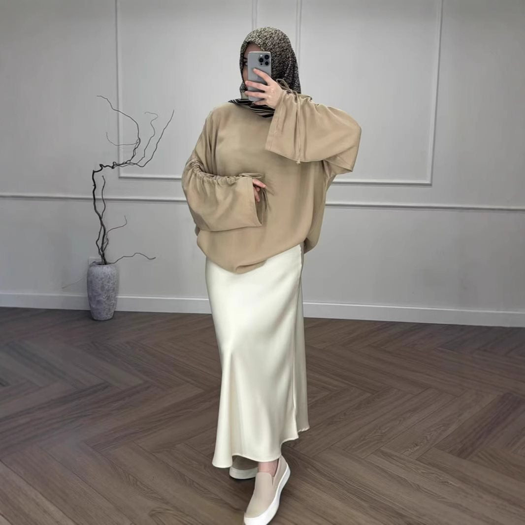 Muslim Lazy Loose Long Sleeve Contrast Suits