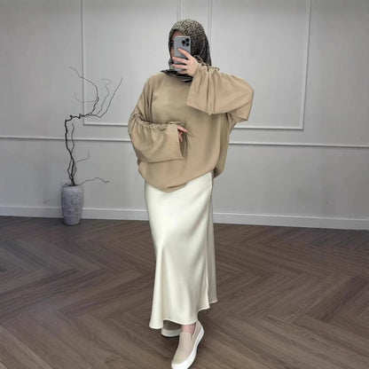 Muslim Lazy Loose Long Sleeve Contrast Suits