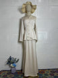 Women's Solid Color Long-sleeved Long Dress Graceful Suits