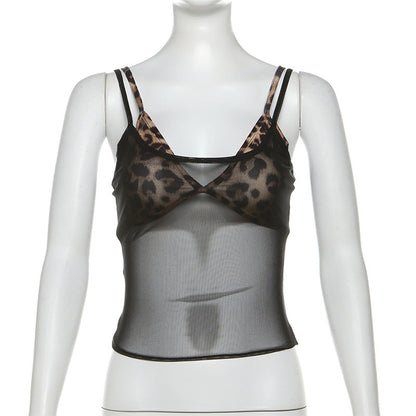 Women's Color Slim Street Fashion Suspenders Voile Blouses