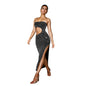 Women's Fashion Wear Rhinestone Split Dress Long Dresses