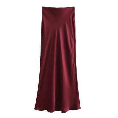 Women's Summer French Fashion Silk Satin Texture Skirts