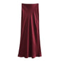Women's Summer French Fashion Silk Satin Texture Skirts
