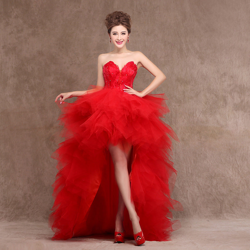 Tube Princess Bride Front Back Long Wedding Dresses