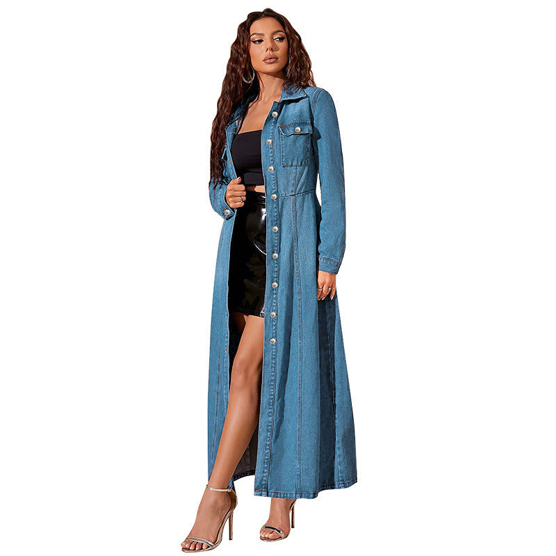 Women's Fashion Denim Button Dress Source Dresses