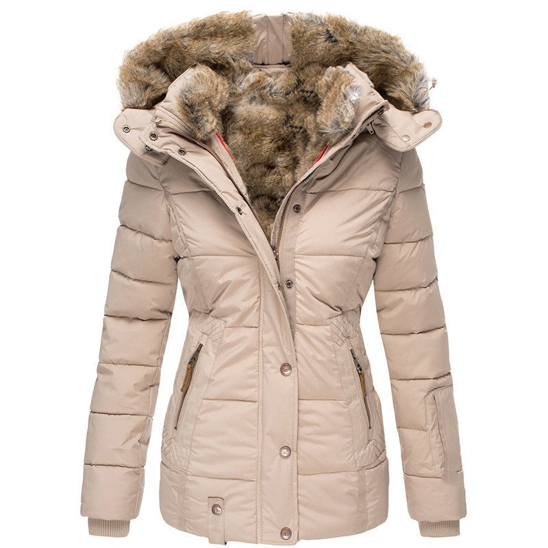 Women's Fur Collar Cotton Clothes Zipper Slim Coats