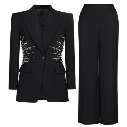 Women's Stylish Beaded Two-piece Set Temperament Suits
