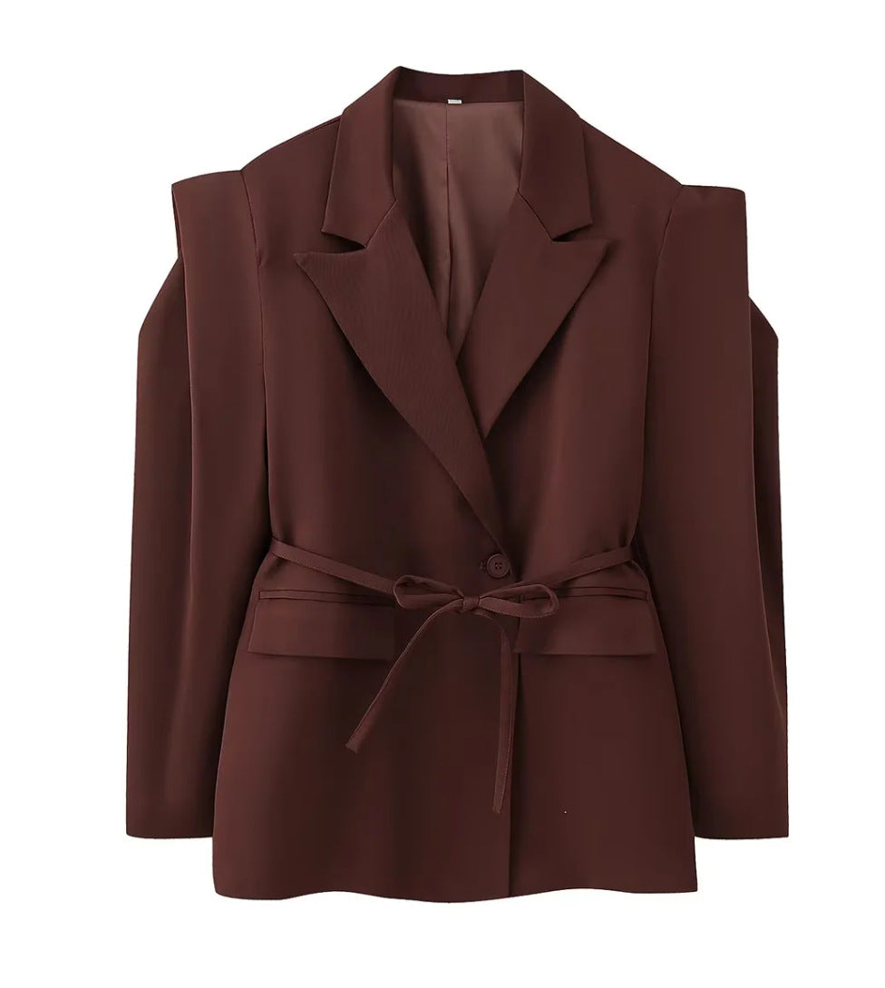 Women's Comfortable Temperament Commute Padded Shoulder Coats