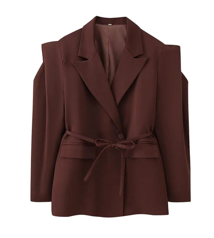Women's Comfortable Temperament Commute Padded Shoulder Coats
