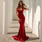 Women's Shoulder Strap Back Fishtail Dress Solid Color Dresses