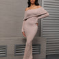 Women's French Style Seaside Beach Long Sleeve Knitted Dresses