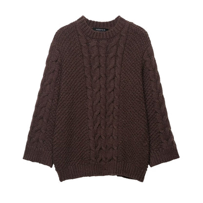 Summer Hemp Pattern Big Sleeves Loose Sweaters