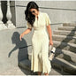 Women's Sleeve Button Slit Knitted Dress Fashion Dresses
