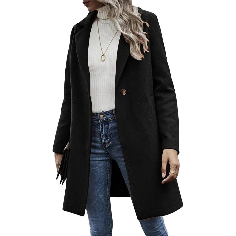 Women's Color Buttons Trench Long Sleeve Loose Clothing