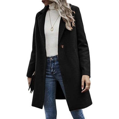 Women's Color Buttons Trench Long Sleeve Loose Clothing