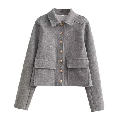 Women's Lapel Classic Style Single-breasted Soft Metal Coats