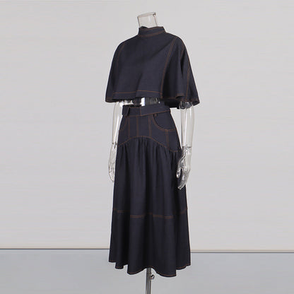 Women's Fashion Casual Set Cape Stand Collar High Suits