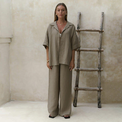 Cotton Short-sleeved Trousers Loose Sleeve Shirt Shorts