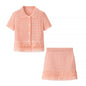 Women's Tassel Short-sleeved Knitted High Waist Mini Suits