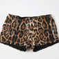 Women's Spring Leopard Print Sequins High Waist Tight Shorts