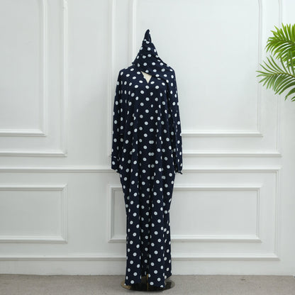 Gorgeous With Dots Robe Headscarf Two-piece Dresses