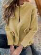 Women's Casual Zipper Woolen Tether Pocket Solid Coats
