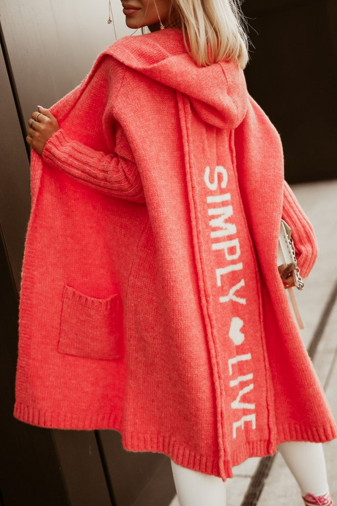 Long Lapel Hooded Letter Wool Loose Sweaters