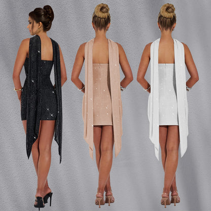 Women's Fashion Wear Sexy Ribbon Rhinestone Dress Dresses